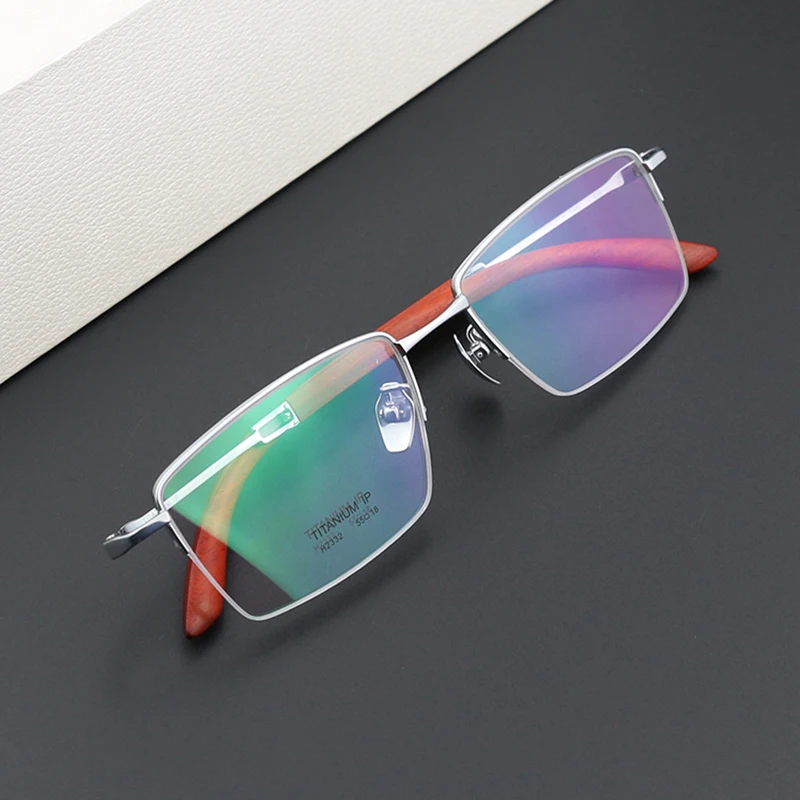 

Prescription Glasses Pure Titanium Rose Wood Optical Myopia Eyeglasses Frame Multifocal Eyewear Reading Spectacles