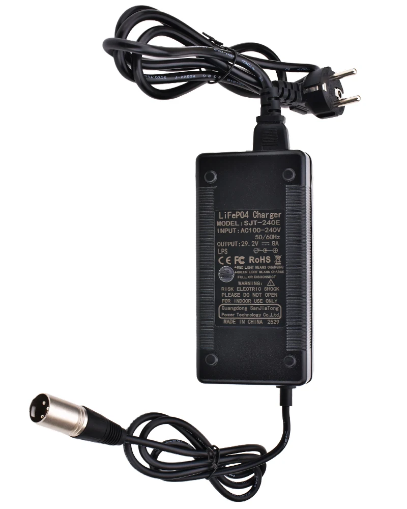 29,2V 8A Smart LiFePO4 Batterieladegerät 8Series für 24V/25,6V LiFePO4 Batteriepack-Ladegerät Ausgestattet mit einem Kühlventilator und XLR-Anschluss