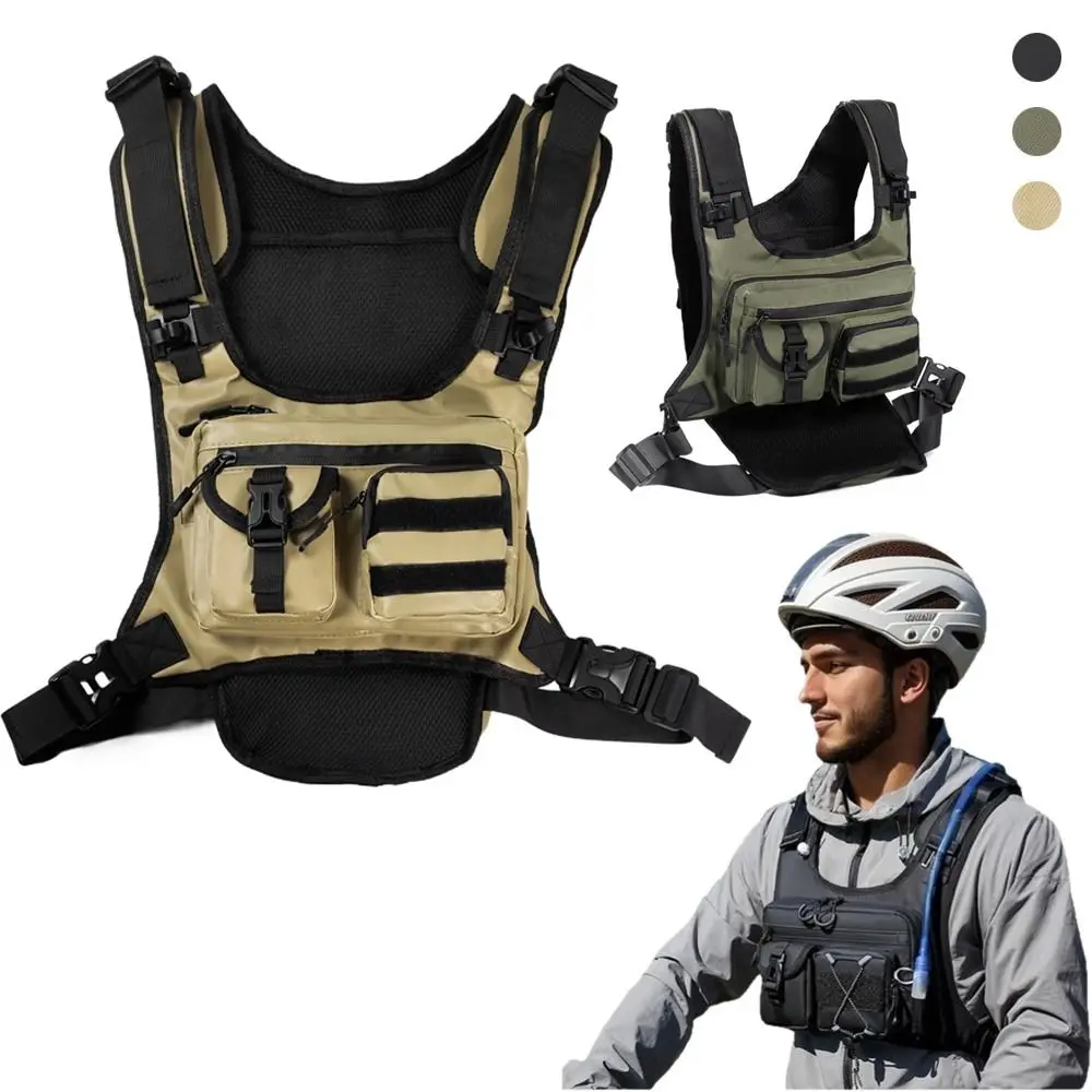 

New Multi-function Outdoor Chest Bag Multi-pocket Oxford Cloth Vest Cycling Accessories Bag Lightweight Vest Backpack Hiking