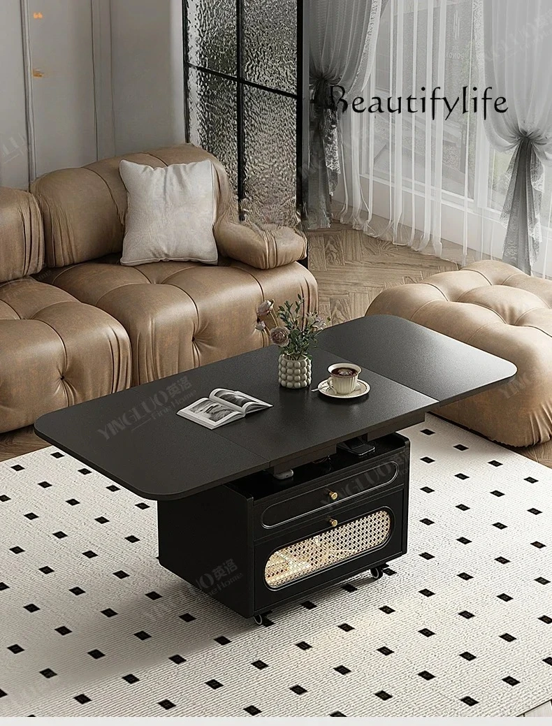 

muebles para hogar French Retro Foldable and Hoisting Coffee Table Small Apartment Mobile Tea Table Living Room Antique Style Di