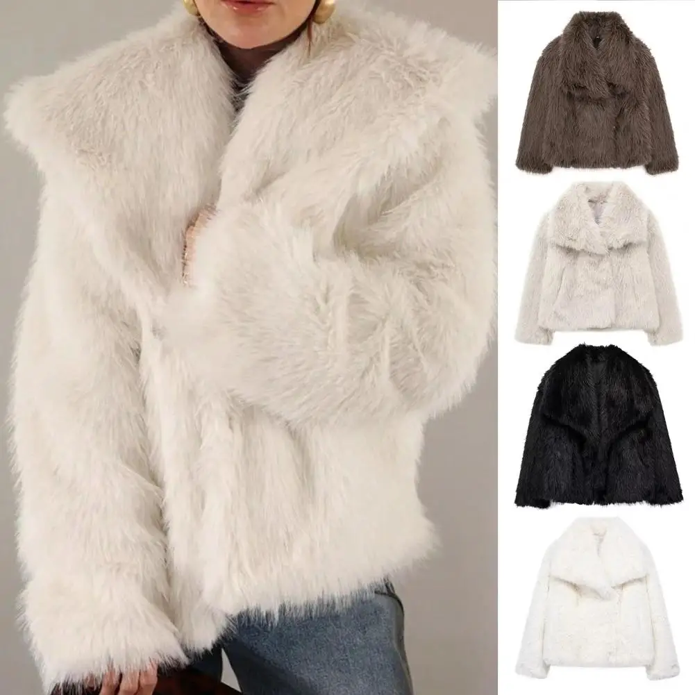

Coat Women Autumn Winter Large Jacket Overcoat White Turn Down Collar Pockets Thick Coat Warm Jackets Maxi Coats Outdoor
