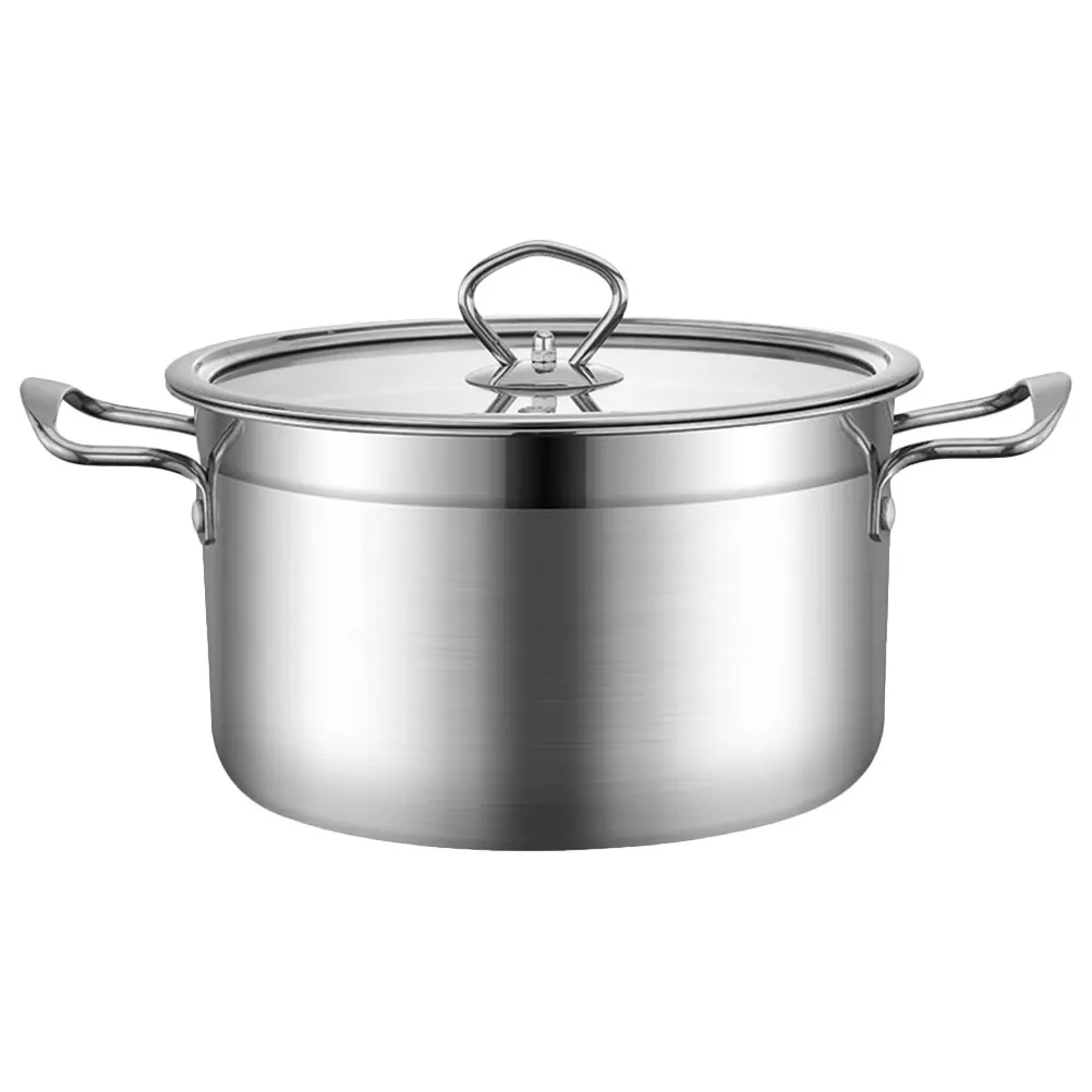

Stainless Steel Stock Pot Large Single Base Soup Pot with Lid for Cooking Healthy Safe Multi-functional Kitchen Cookware