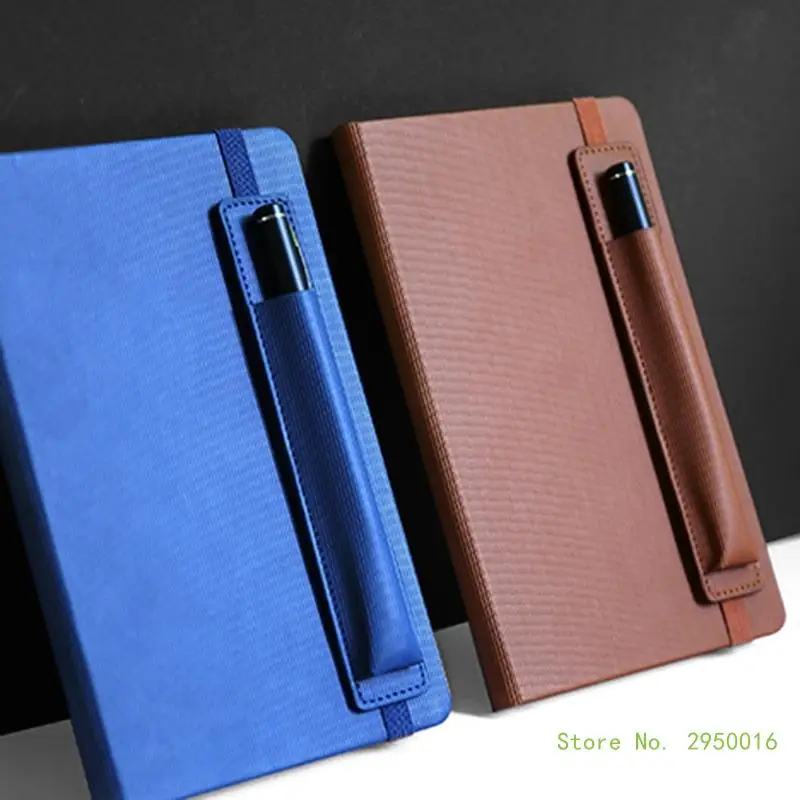 

PU Leather Business Notebook Small Planner Notepads with Elastic Bands Pen Holder Journal Ribbon Page Mark Lined Page