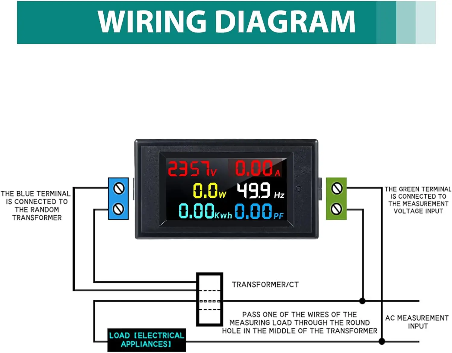 2 pezzi 80-300V 100A multimetro digitale voltmetro LCD tensione corrente fattore di potenza tester