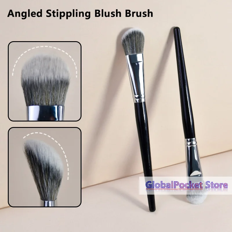 Brocha para colorete en forma de pendiente, suave, sintética, pequeña y precisa, para colorete en polvo de alto brillo, herramientas cosméticas de belleza para mujer