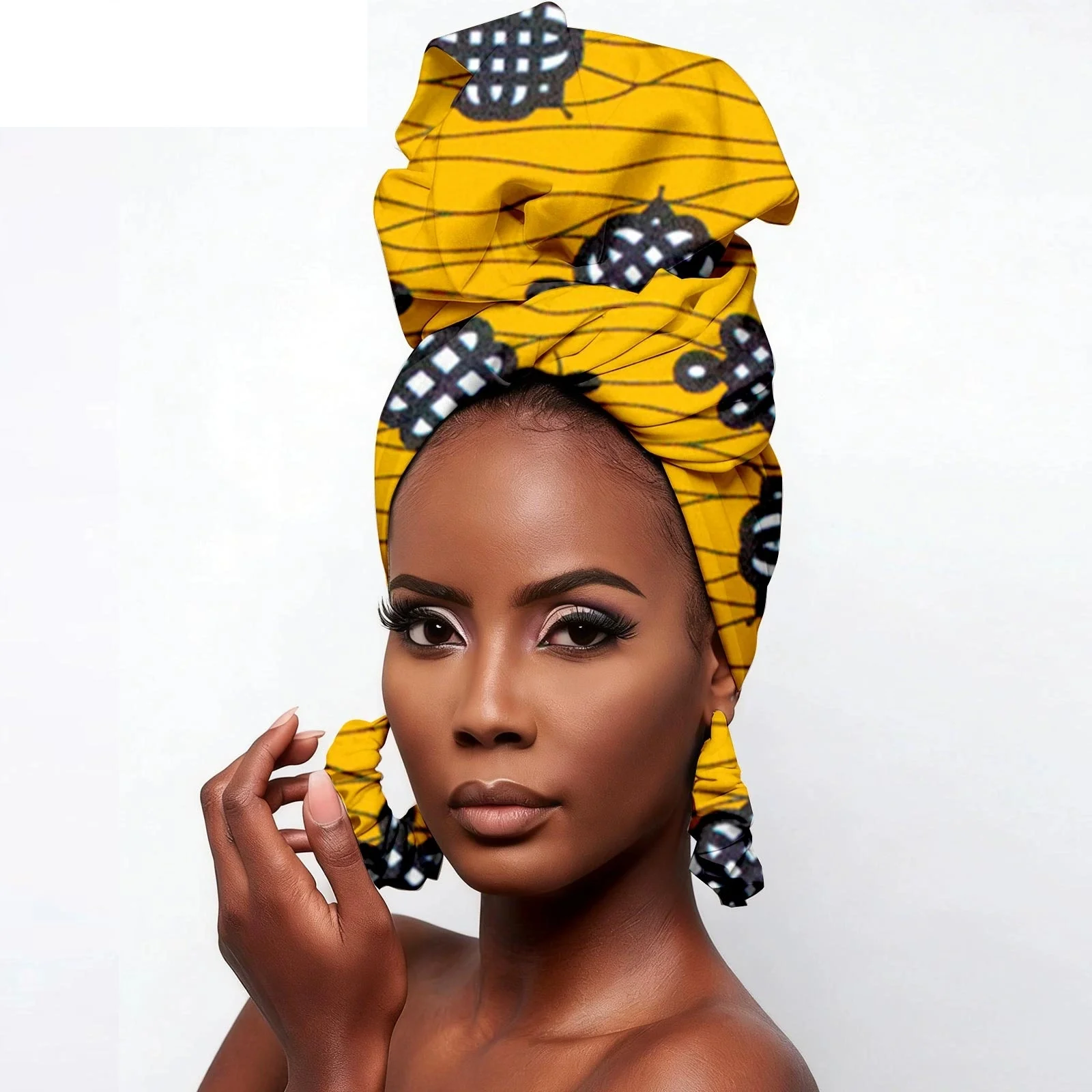 African Print Women's Headscarf And Earring Set - Ankara High Quality Headwear Accessory