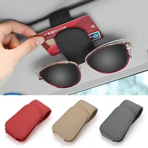 Universal Car Auto Sun Display Eyeglass Hanger Leather Glasses Holder Multifunctional Magnetic Clip Car Storage Accessories 10 Main Sales Knife Proof Vest - №3
