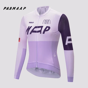 2024 PASMAAP 긴팔 사이클링 저지, 프로 팀 저지, MTB 로드 바이크 의류, 통기성 자전거 셔츠