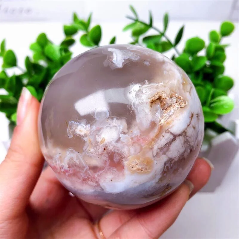 

Natural Flower Agate Sphere Ball, Polished Rock, Feng Shui, Quartz, Divination, Decoration Gift, Reiki Healing Gemstone, 1Pc