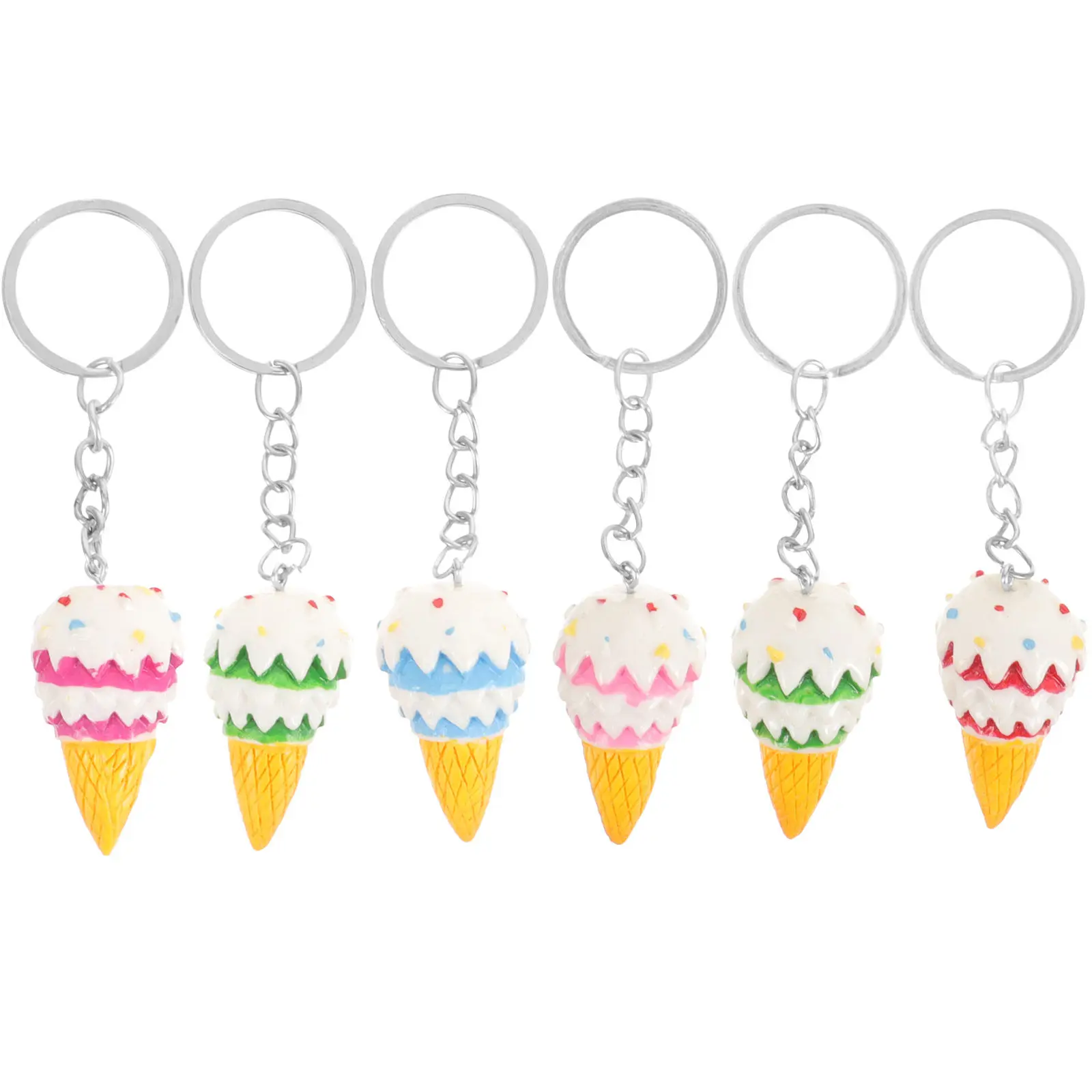 6Pcs Ice Cream Keychains Fashion Ice Cream Shaped Keychain Pendant Decor for Women Men Birthday Christmas Graduation Favor