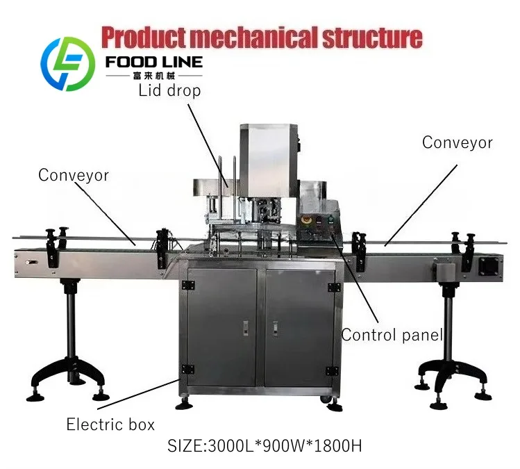 Máquina selladora de latas de grado alimenticio con diseño higiénico para enlatar frutas, verduras, carne, salsas y otros productos alimenticios