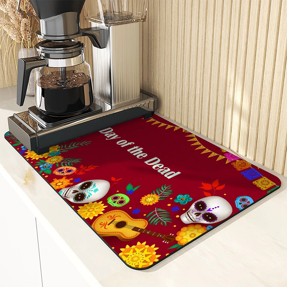 Large Kitchen Absorbent Mat May 5 Day of The Antiskid Draining Coffee Dish Drying Mat Quick Dry Bathroom Drain Pad Tableware Mat