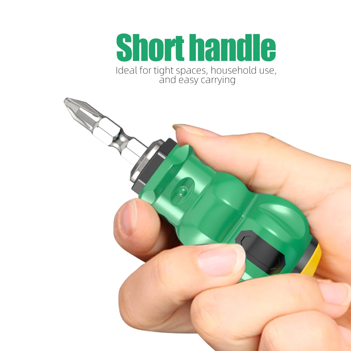 LAOA Short Handle Screwdriver Flat And Phillips Two Way Mini S2 High Hardness Durable Hand Tool For Home Repair And DIY Projects