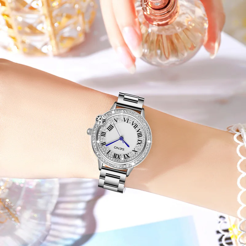الاتجاه الجديد الساعات النسائية أزياء كوارتز ساعة الساعات كامل الماس الصلب للماء الساعات النسائية