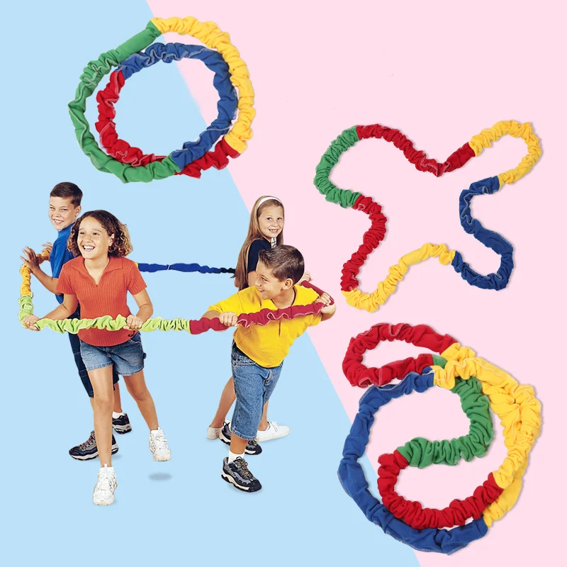 Southeast Northwest Running Kids Game Kindergarten Outdoor Team Cooperation Sport Toys Training Equipment Elasticity Rope Loop