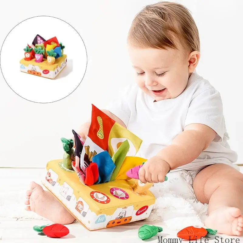 Early Learning baby sensory play crinke paper pluche wortelen kleurrijke weefsels