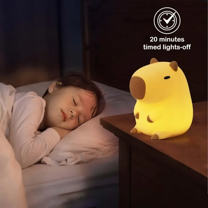 Baby Sleep Light Capybara Silicon Clap Night Light Nursing Warm White Rechargeable Timing Dimming for Children's Room Decor