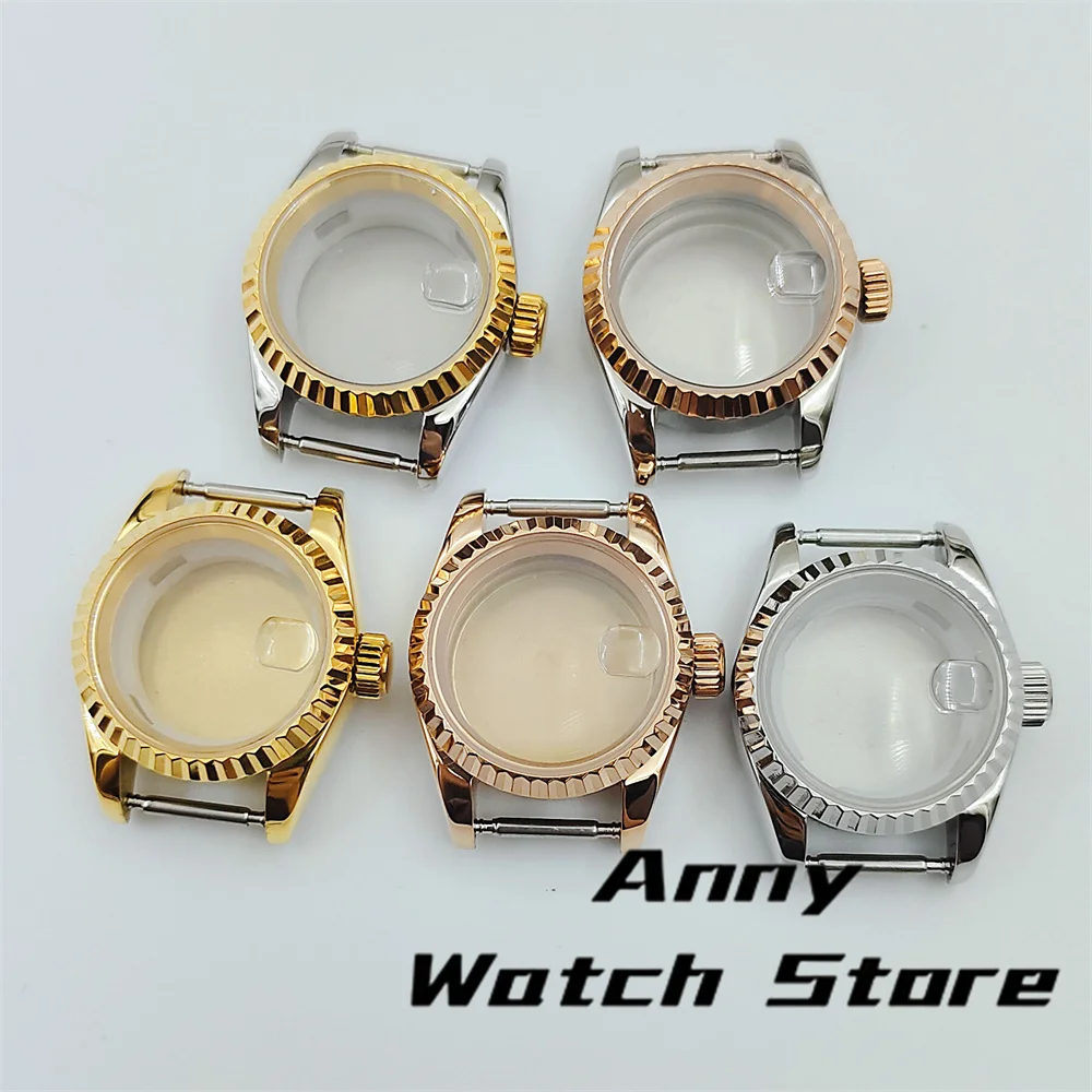 

Корпус женских часов 26 мм, двухцветный, серебристый, золотой, сапфировое стекло, розовое золото, подходит для NH05 NH06, механизм для женских часов