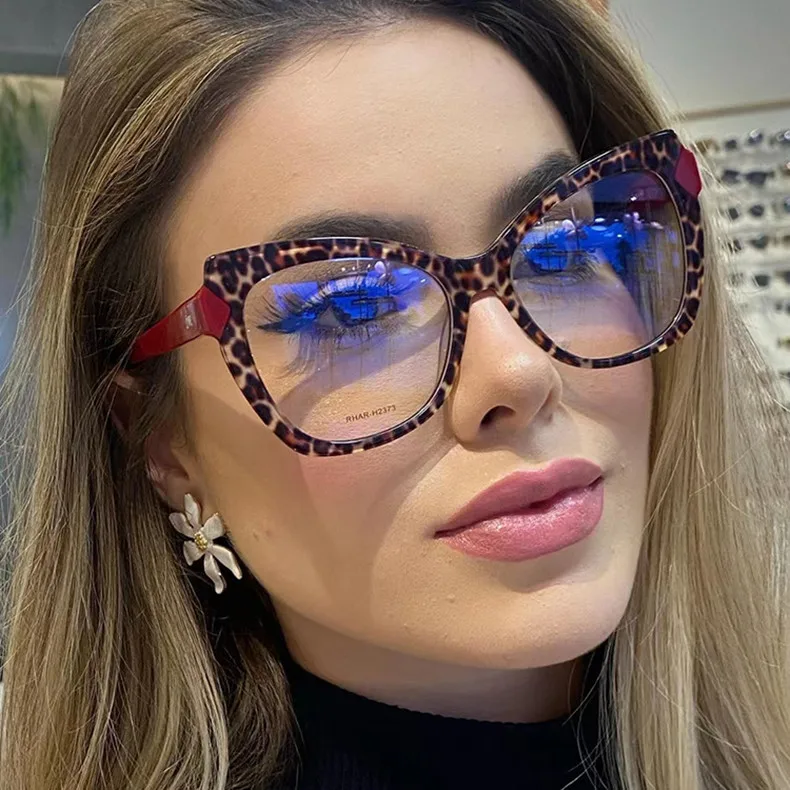 Mode Marke Luxus Design Retro Oversize Leopard Dame Rahmen Photochrome Anti Blau Licht Hyperopie Lesebrille 0 Bis + 6 – Detail 3