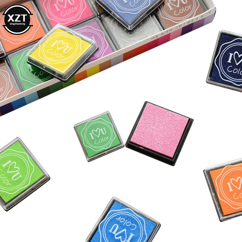20 Pcs/lot Cute Cartoon DIY Ink Pad Plastic Stamp Fingerpaint Inkpad For Scrapbooking Decoaration 20 Colors