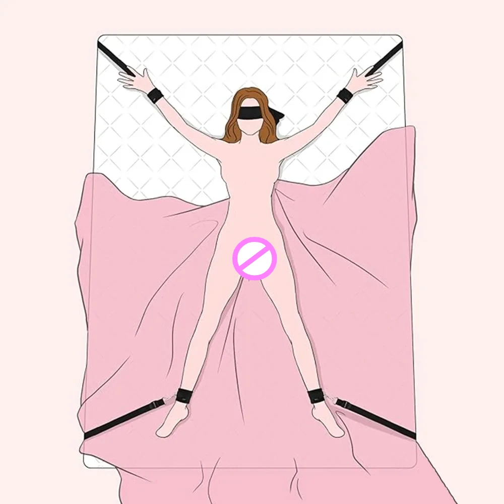Bed Sex Bondage Kit Sex Toy Restraints Under Mattress Bed Bondage BDSM Set with Handcuff Ankle Cuffs Adult Game Toy for Couples
