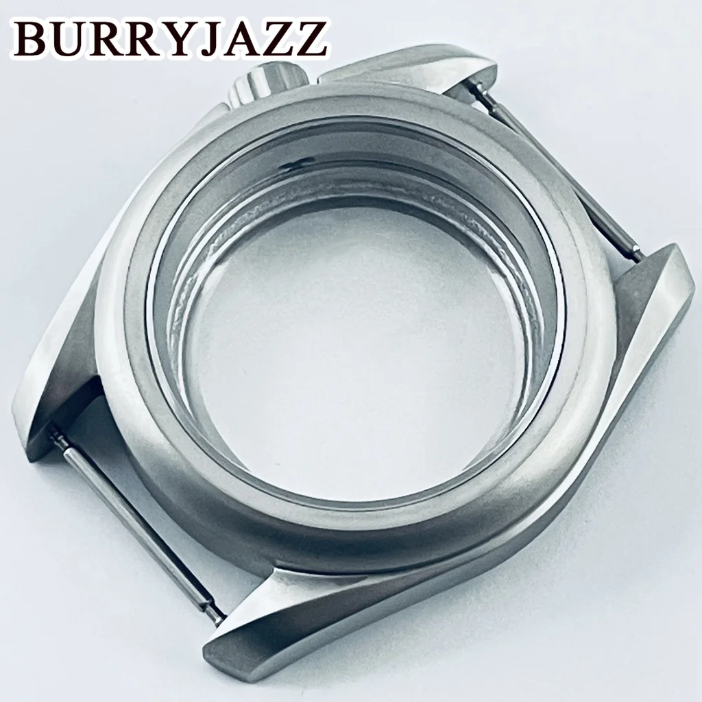 Burryjazz-シルバーウォッチケース,防水,滅菌ステンレススチールケース,3.8クラウン,nh35 nh36,40mm