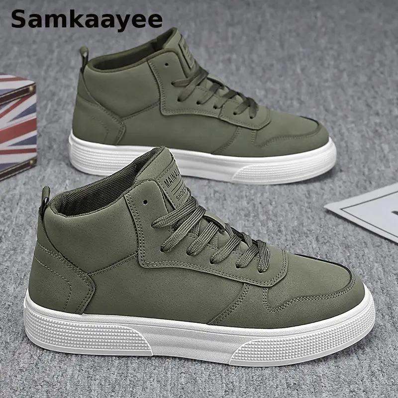 

39-48 Men Boots Work Safety Leather Shoes Spring Autumn High Top Ankle Botas Lace-up Non-slip Zapatillas Motorcycle Footwear Y33