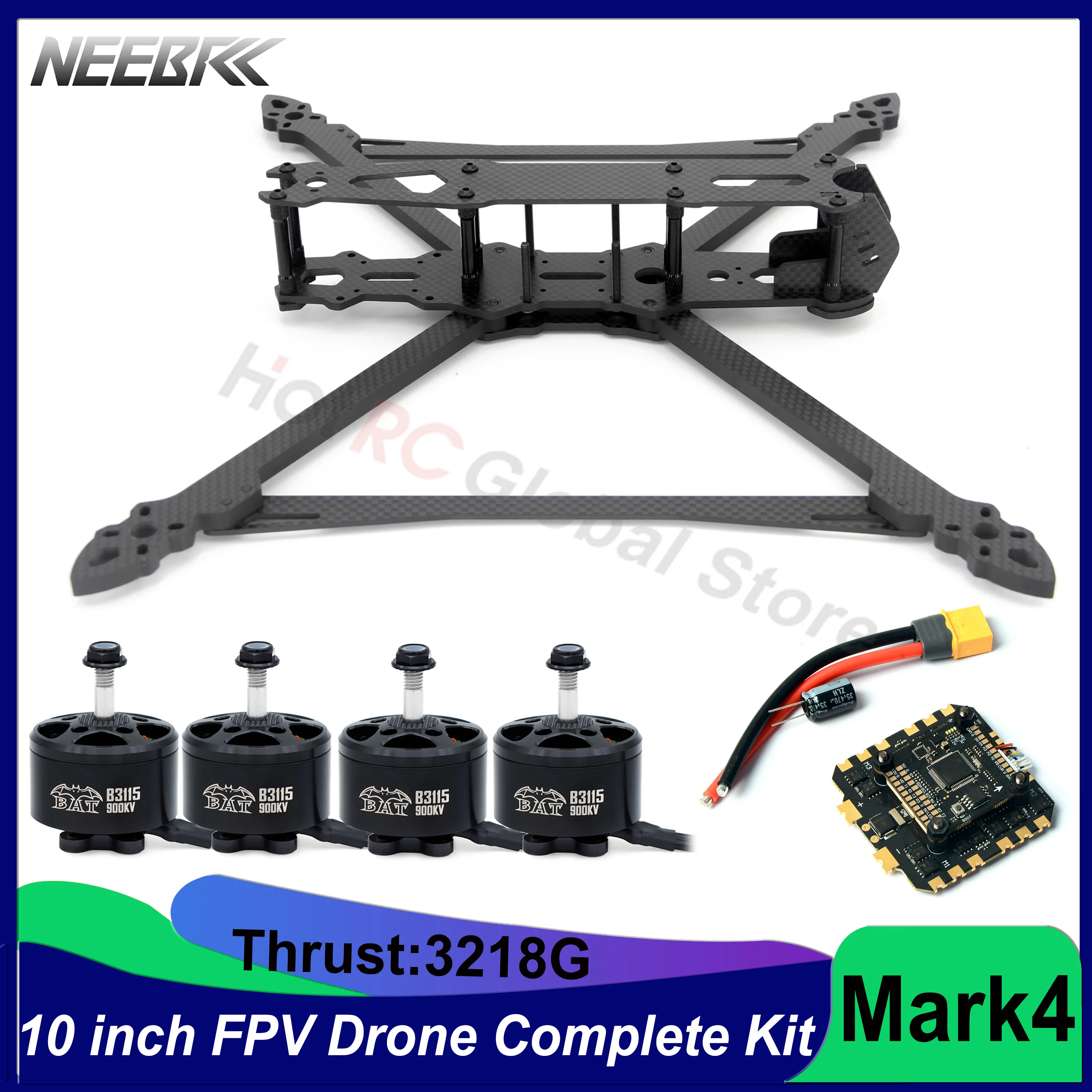 Mark4 V2 10inch 427mm FPV Racing Dron Frame Kit F405 Flight Control 80A 4IN1 ESC 3115 900KV Brushless Motor Freestyle Drones