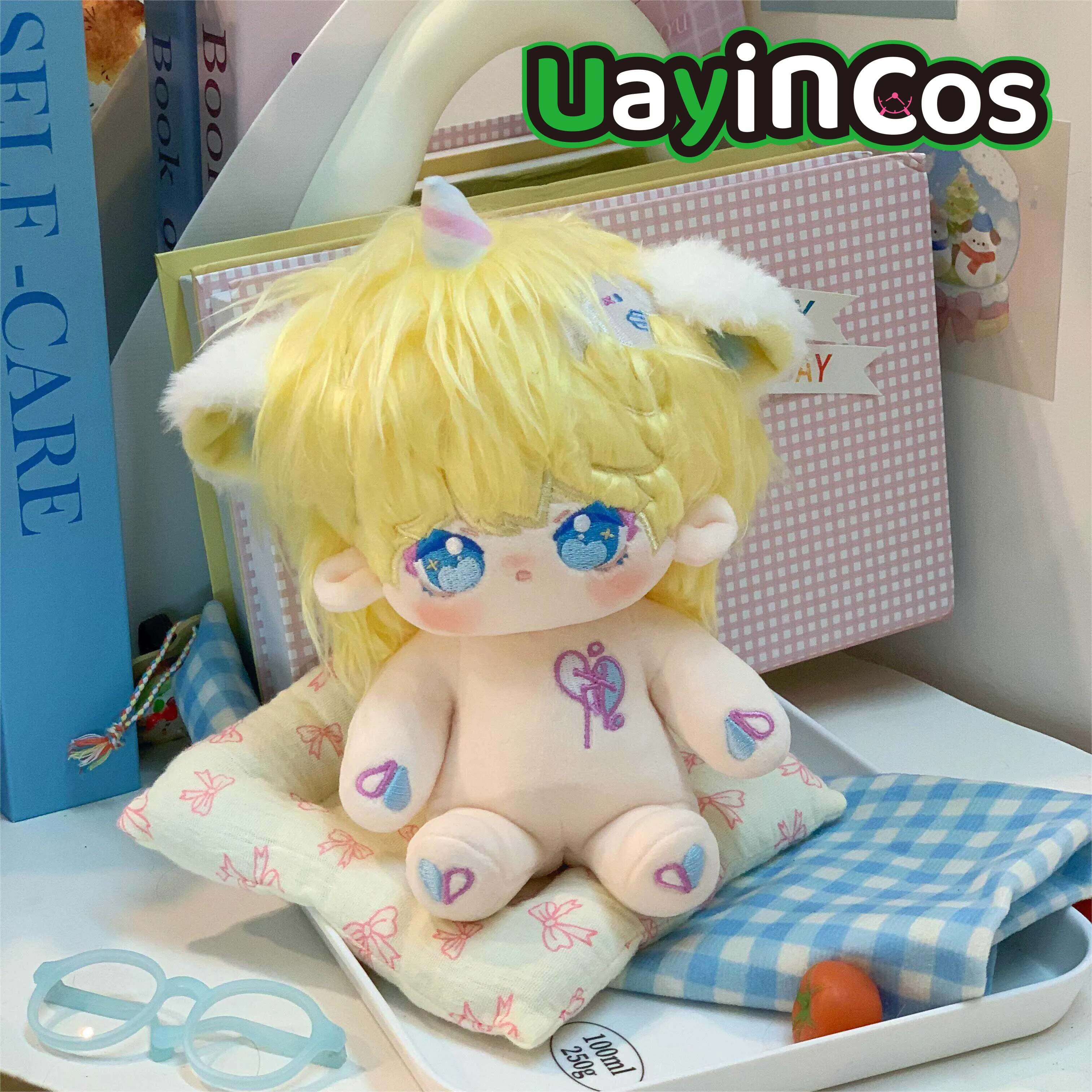 Anime Monster Ster Citroengeel Haar Oren Dieren Gevulde Schattige 20Cm Puppy Plushies Katoen Pluche Pop Kussen Speelgoed Voor Kinderen Geschenken