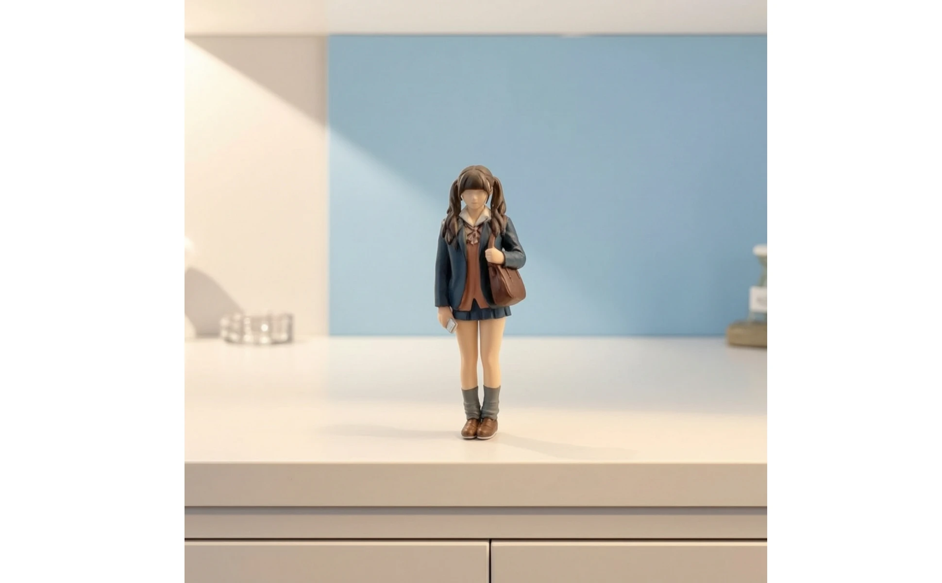 School Girl Miniature Hand-Painted 3D Printed Figurine for Hobbyists, Diorama, Model Scene