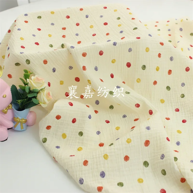 

Double-layered Gauze, Crepe, Classic Polka Dot Fabric, Baby and Children's Clothing, Pajamas, Blanket Fabrics10X1.35M