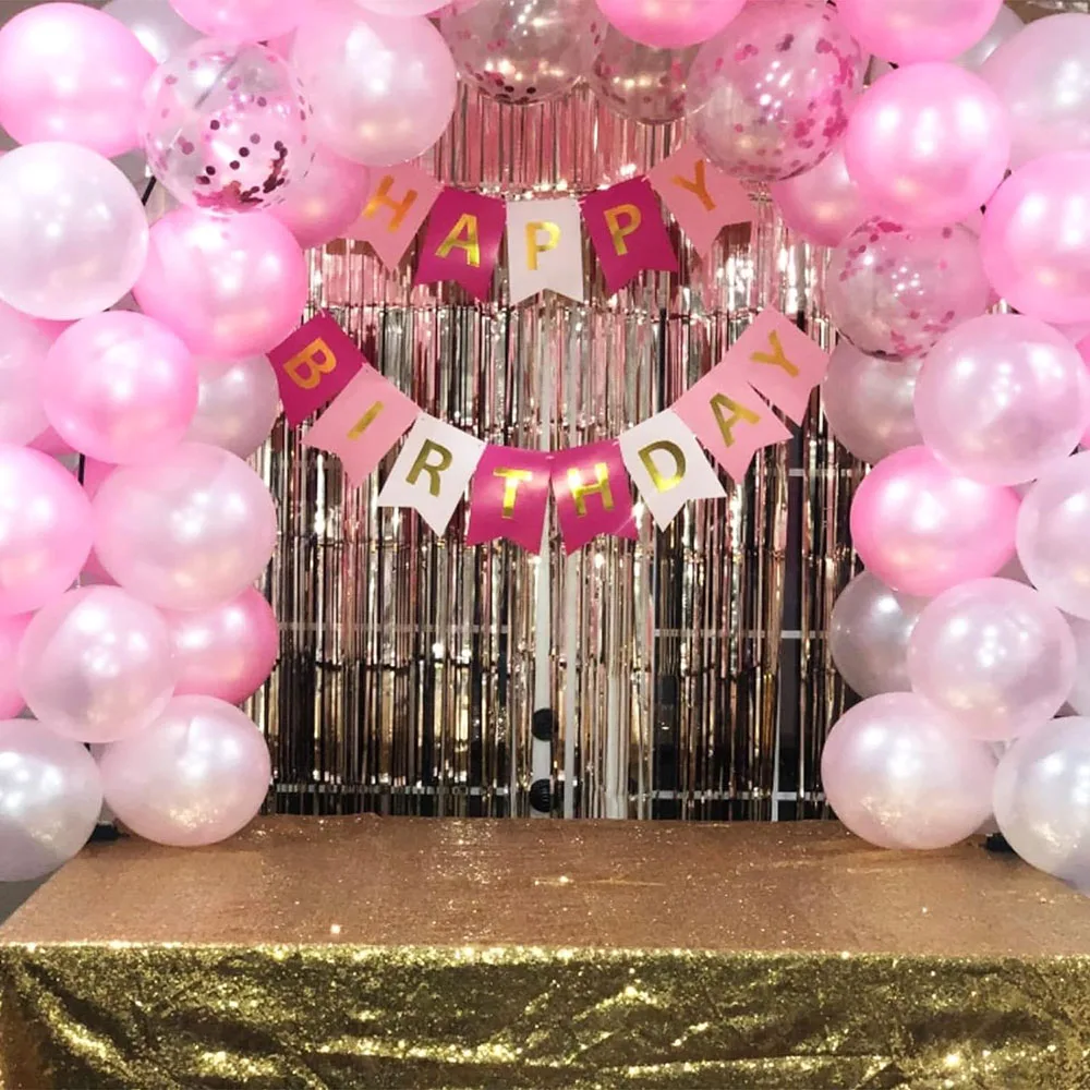 Pink and White Balloons, 60 Packs 30.48cm Light Pink and White Balloons with Confetti Balloons, Suitable for Birthday Party Decorations for Girls