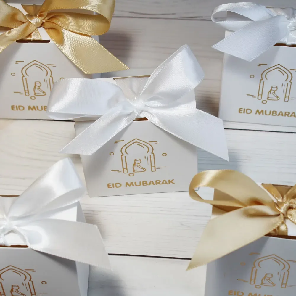 

White Eid Mubarak Candy Boxes for Muslim Islamic Ramadan Kareem Iftar Party Decoration