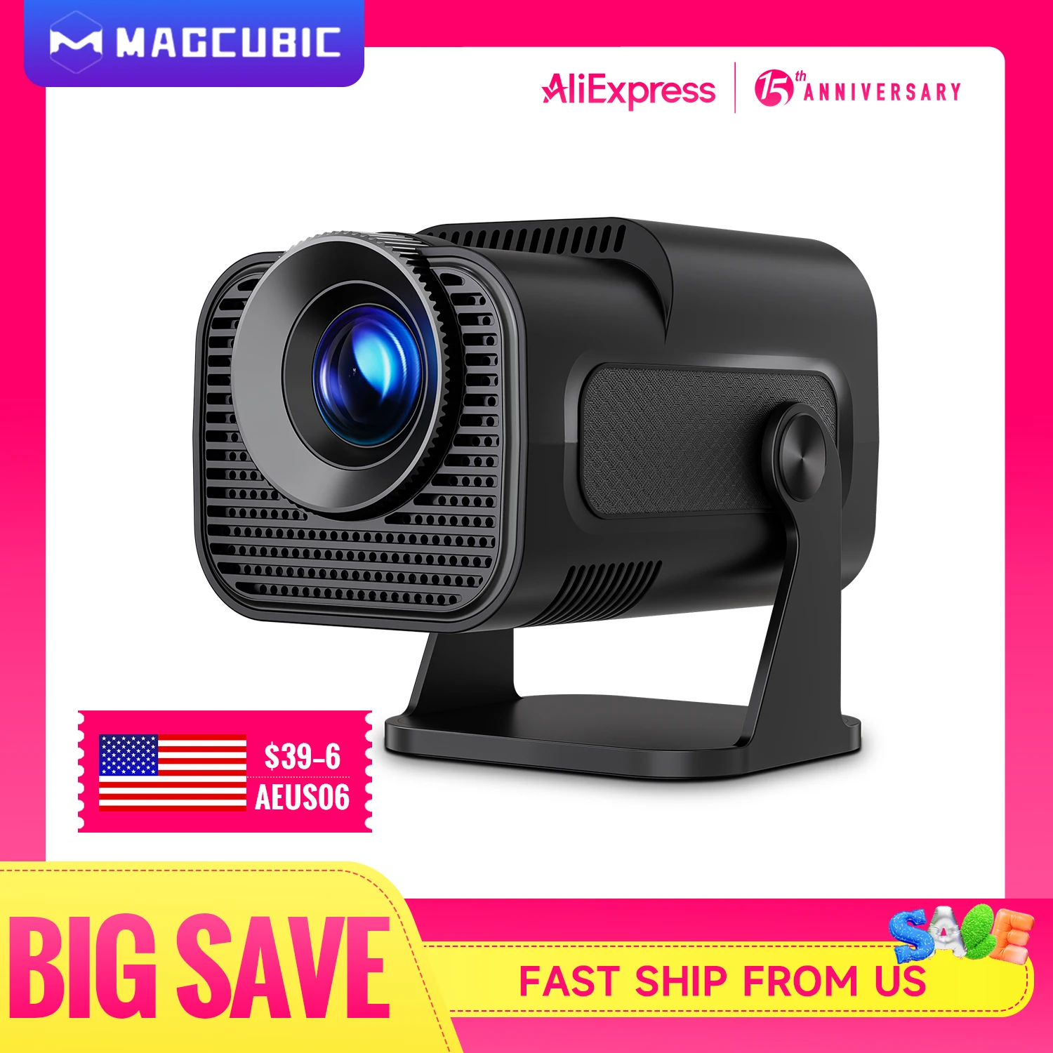 Magcubic HY320 Mini Native 720P Android 11 4K Projector 300ANSI Wifi6 BT5.0 Cinema Outdoor Portable 180° Rotable Projector