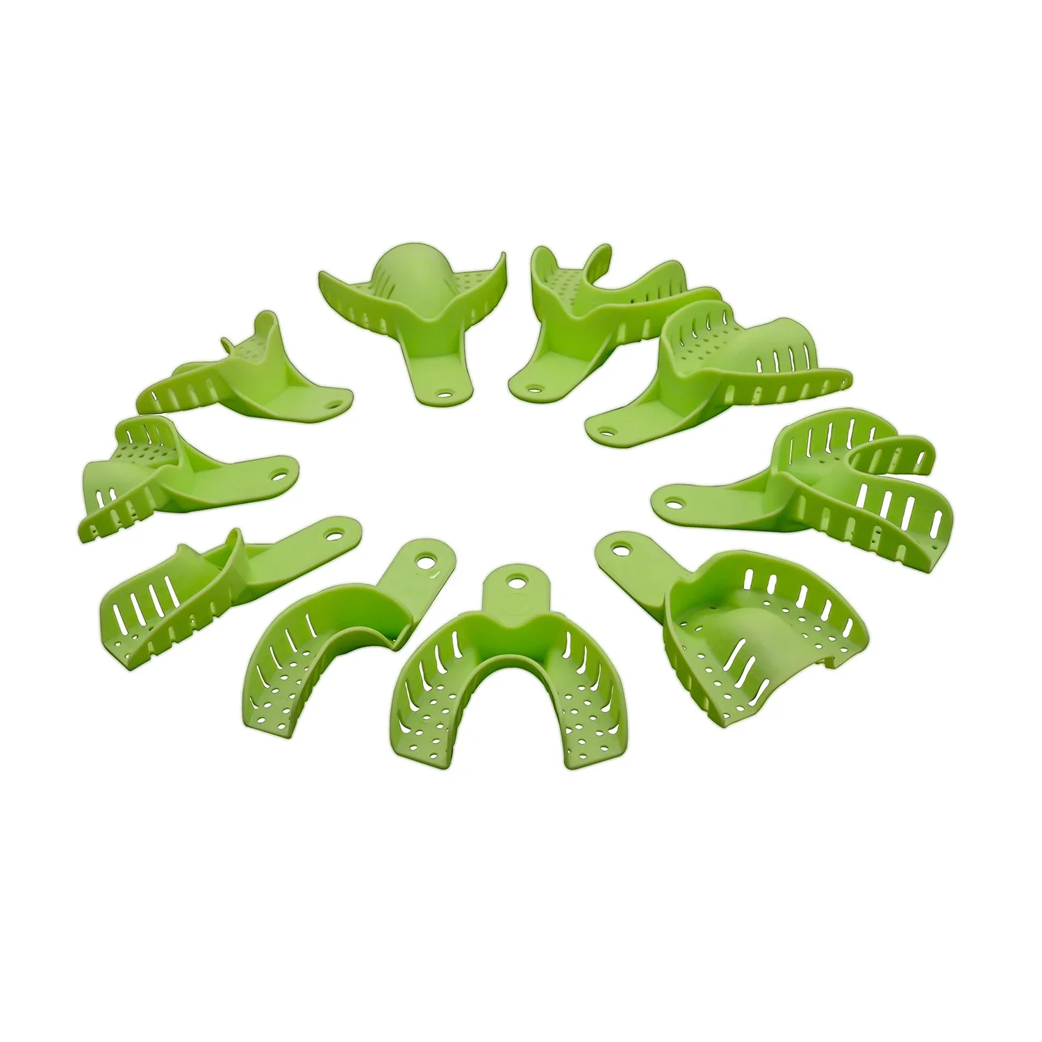 10 Pcs Dental Tray Molds,disposable Green Plastic High-temperature Resistant Dentirsty Tray Oral Medical Consumables Materials