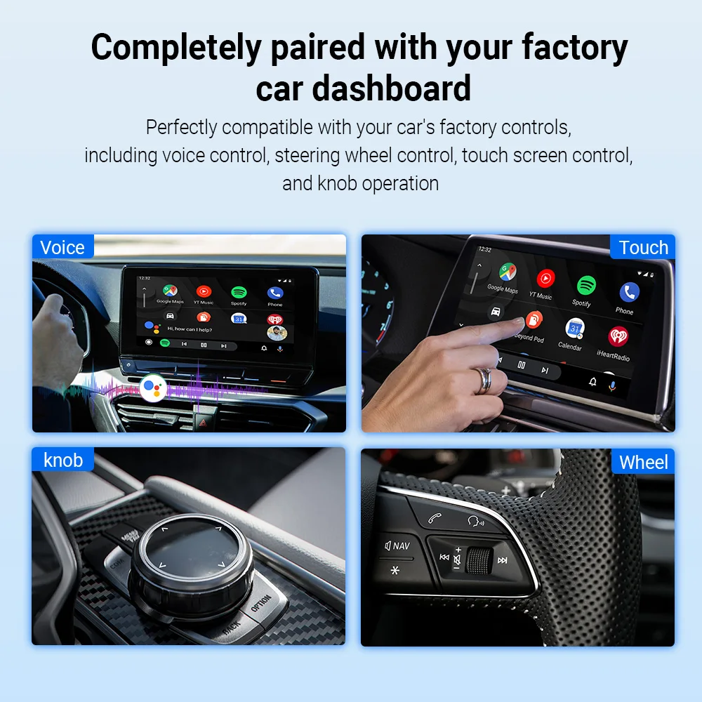 Play2Video Pro Wireless CarPlay Android Auto Adapter Built in Video App TV Box Car Accessories For OEM wired CarPlay Car Play