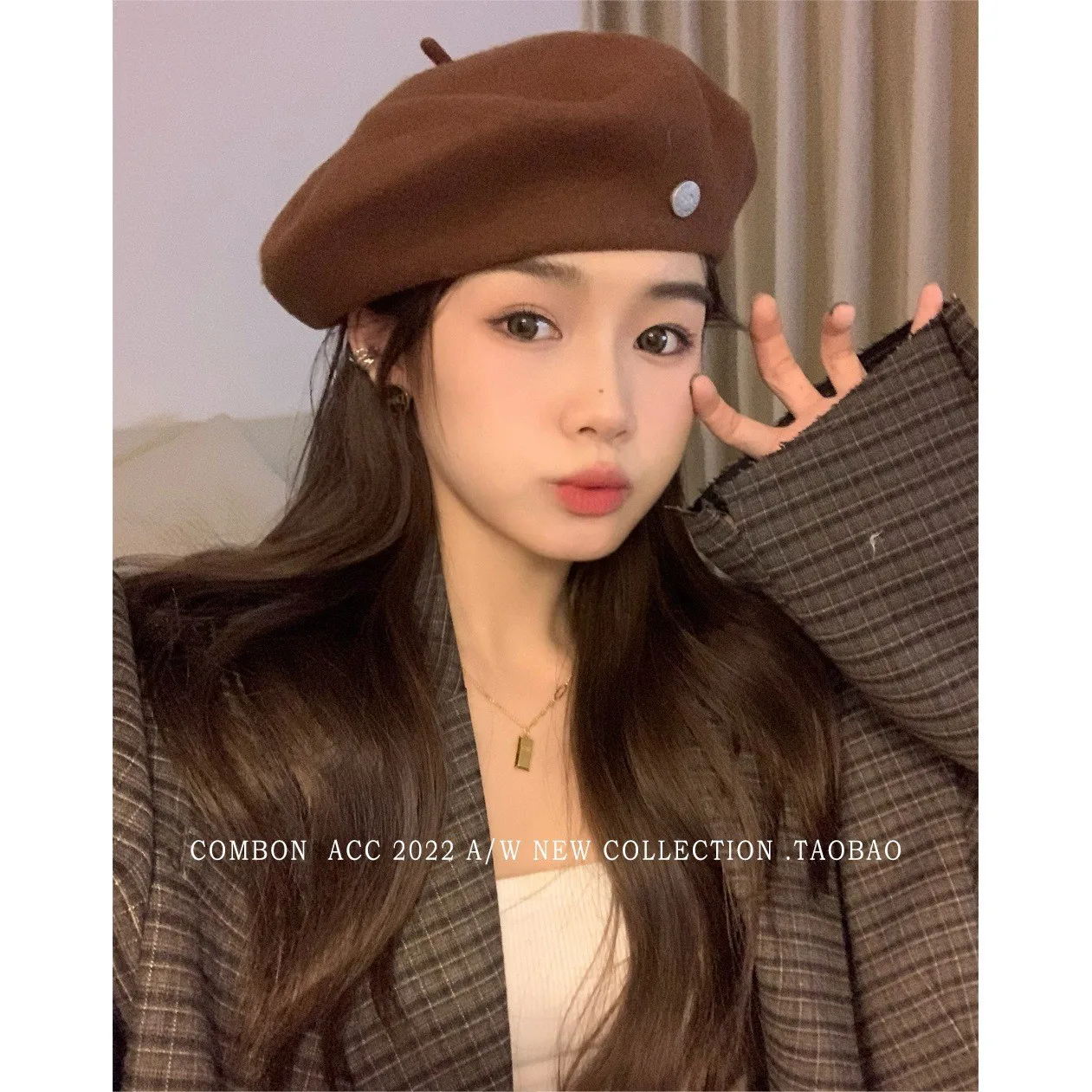 커피 브라운 베레모 여성 빈티지 코듀로이 피크드 캡 레트로 페인터 버킷 햇 여성용 가을 겨울 패션