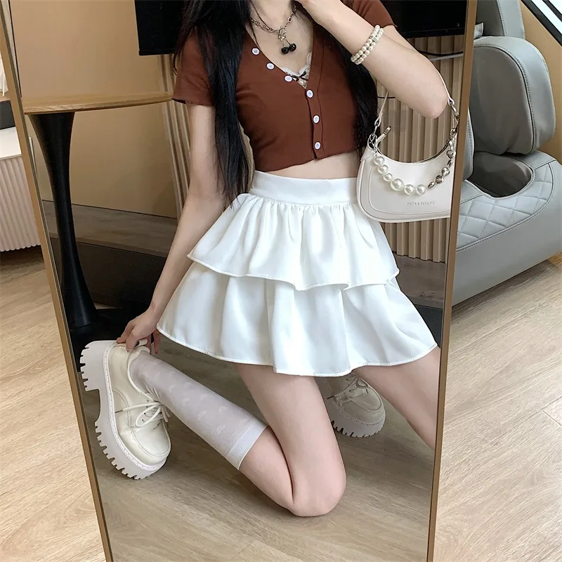 Spring and Summer New Women Skirt Sweet High Waist Pleated Mini Skirt Students Versatile Thin A-line Y2k Skirt Female