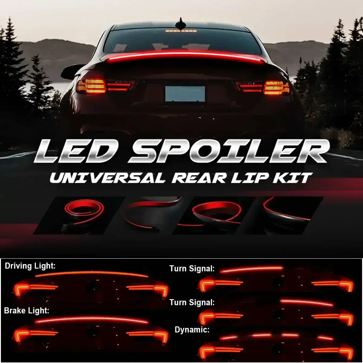 Dynamic LED Spoiler Universal Rear Trunk Spoiler Roof Wing Turn Signal Light For Bmw/Audi/Peugeot/Tesla/VW/Mazda/Passat Body Kit