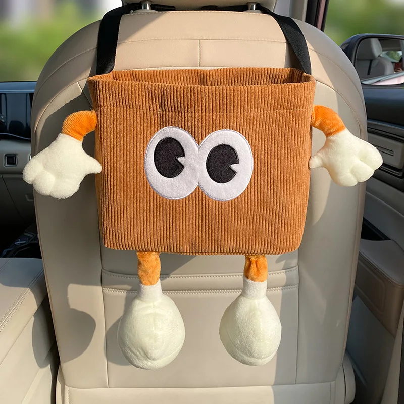 

Car Trash Can Tissue Box Cartoon 2-in-1 Car Umbrella Storage Bin Auto Seat Back Hanging Storage Bag Backseat Cup Holder Holder