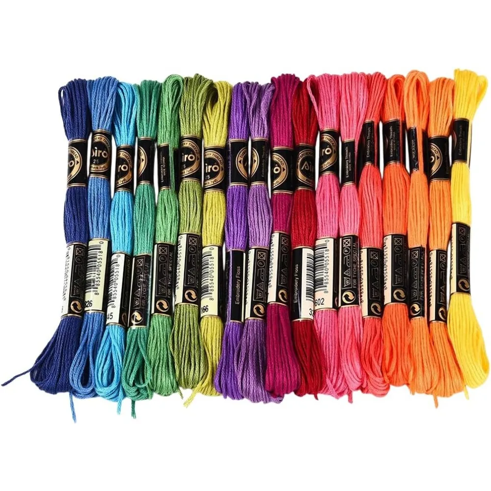 

18 Skeins 157.5 Yards Colorful Cross Stitch Floss Polyester Variegated Friendship Bracelet String Rainbow 6 Ply Embroidery Yarn