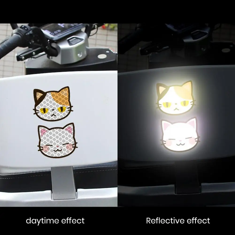 Motorcycle Helmet Stickers 10pcs Waterproof Reflective Cat Style Motorcycle Helmet Decals Self-adhesive Night Warning Signs