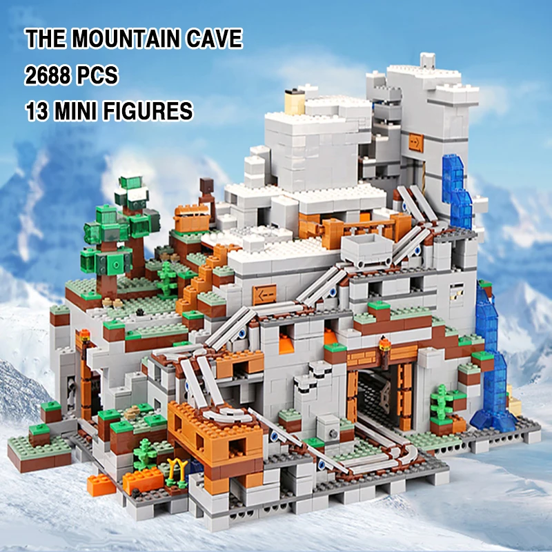 Compatible 21137 With 13 MINI Figures My World The Mountain Cave Building Blocks Bricks Toys Birthday Christmas Gifts 2688PCS