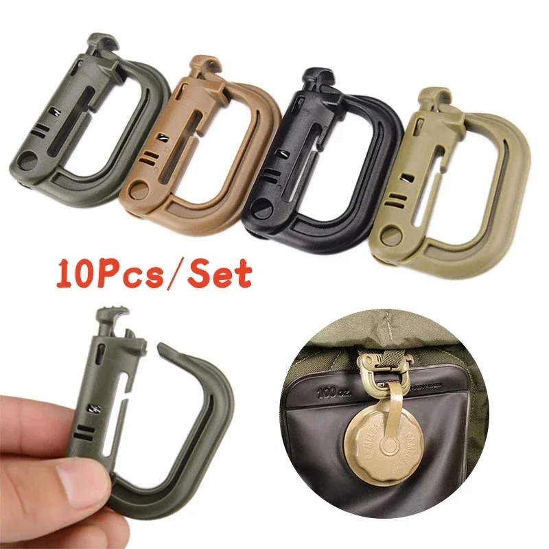 10Pcs Backpack Carabiner Outdoor Plastic EDC Shackle Carabiner Practical ABS Snap D-Ring Clip Keyring Locking Ring For Climbing