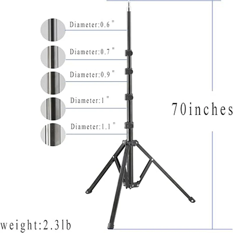 Extendable Light Stand with 180° Reversible Legs Portable Reverse Folding Tripod for Photography Speedlite Strobe Light Softbox