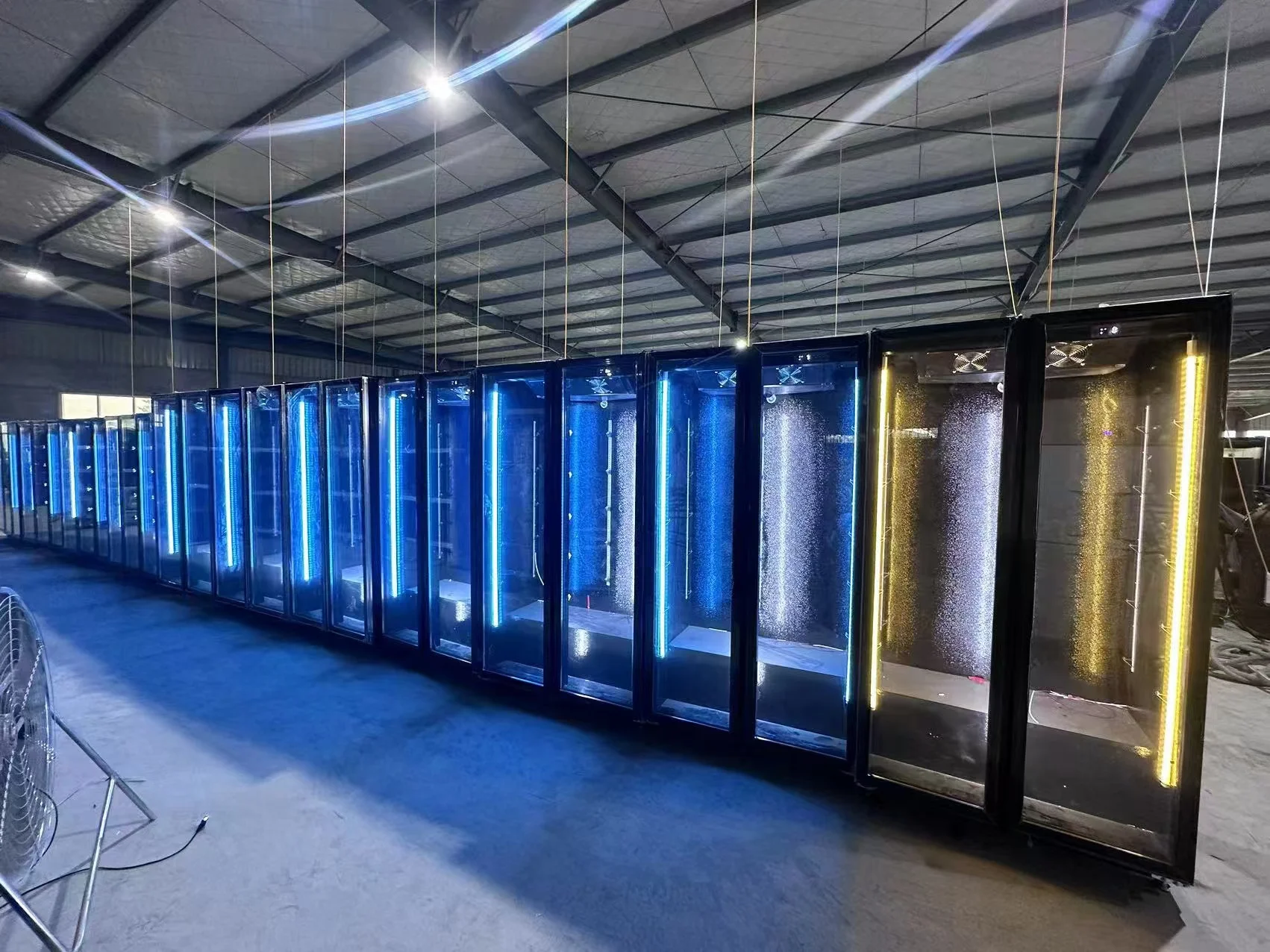 High Quality Black Vertical Glass Doors Display Cooler Single-Temperature LED Light Open Door Type Supermarket Bar Chiller view 2