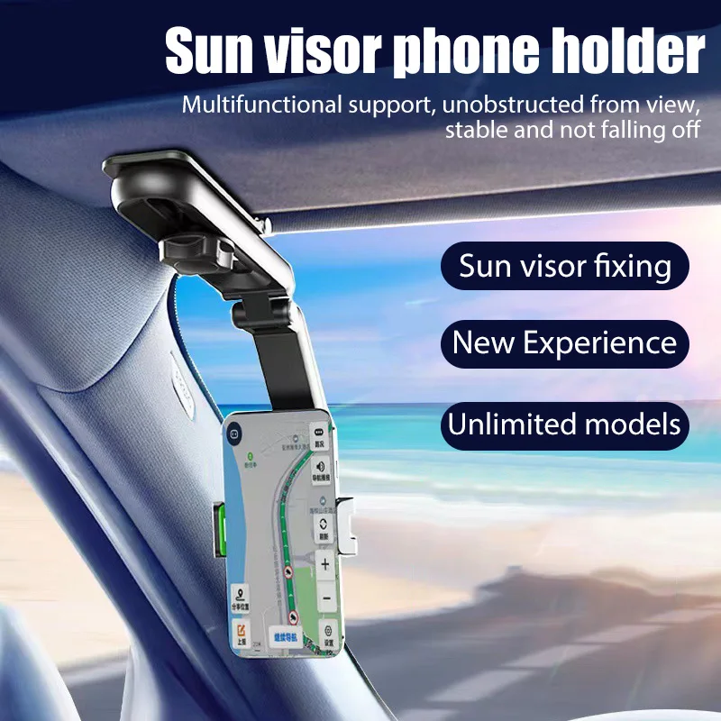 Universal Car Sun Visor Phone Holder 360 Degree Rotation Automobiles Navigation Mount Stand Clip Mobile Phone Bracket Accessory