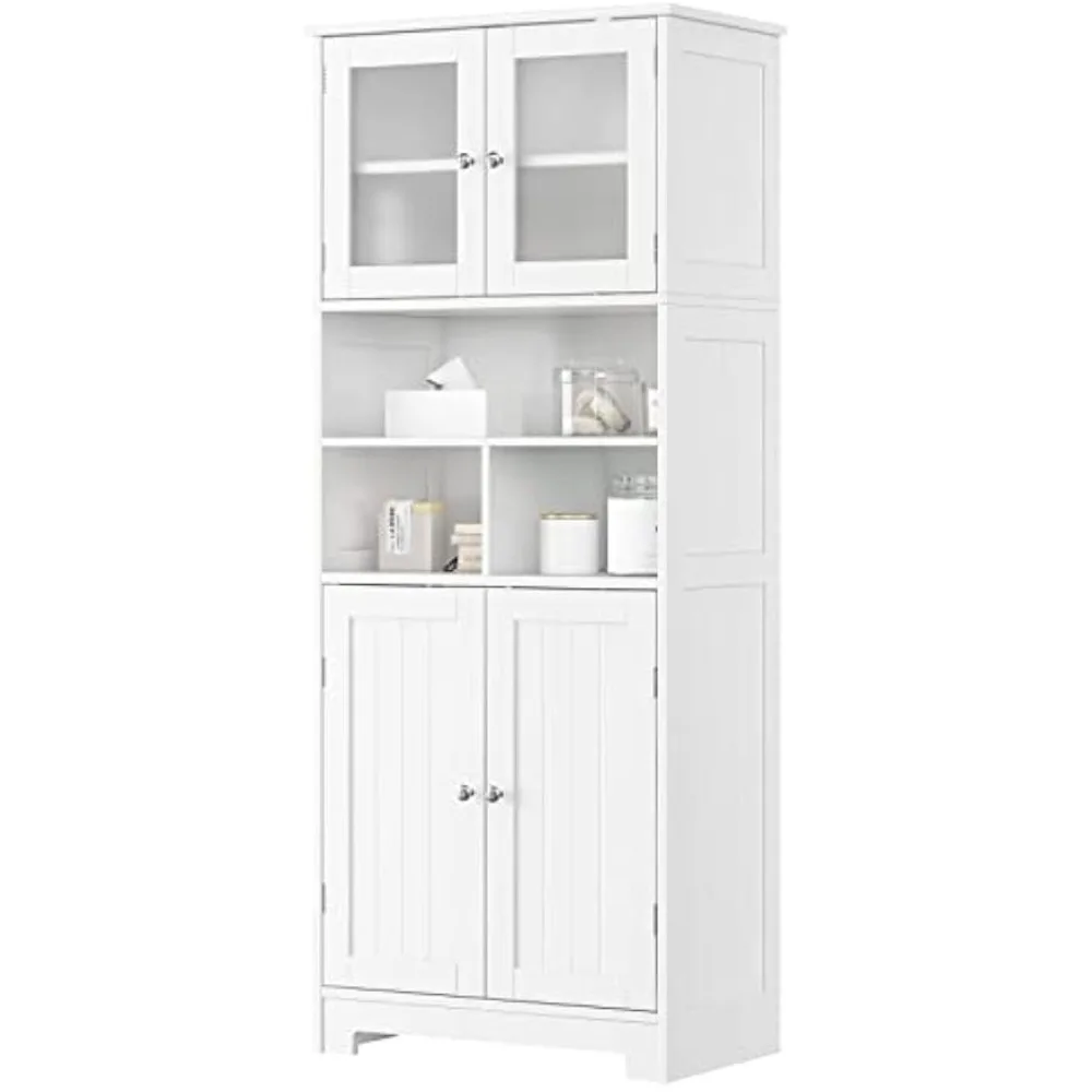 Tall Bathroom Storage Cabinet,Wooden Storage Cabinet with Doors and Shelves,Freestanding Pantry Cabinet,Modern Linen Floor Cabin