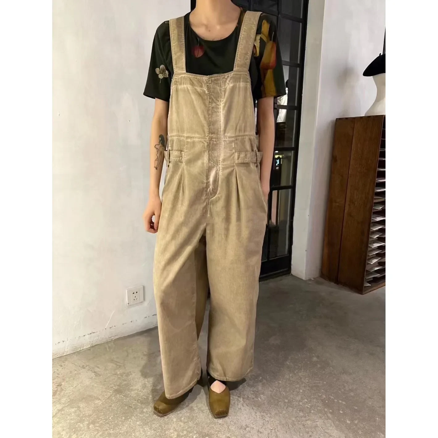 

Spring and summer retro cool imitation old fried color washed soft denim cotton overalls casual overalls