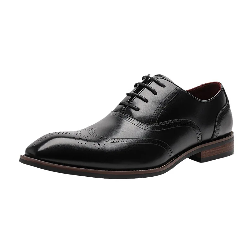 

Men's Black Leather Brogue Oxford Shoes Formal Lace-up Dress Shoes Classic Business Shoes for Wedding Offices Formal Occasions